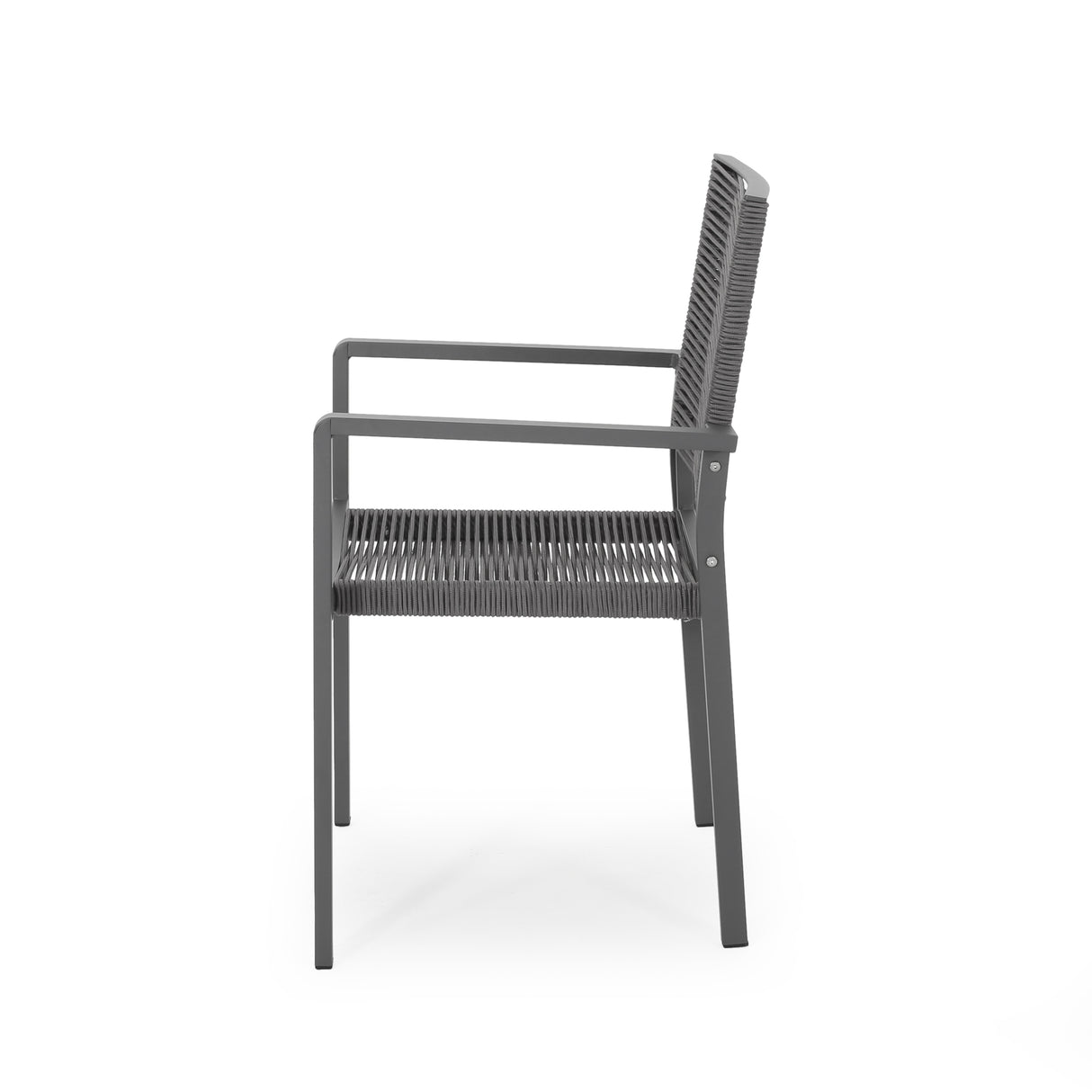 Outdoor Modern Aluminum Dining Chair with Rope Seat (Set of 2)