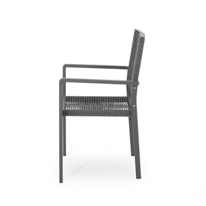 Outdoor Modern Aluminum Dining Chair with Rope Seat (Set of 2)