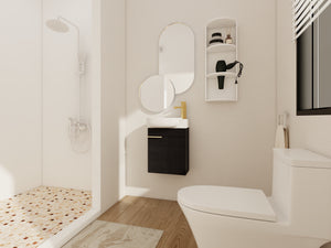 Soft Close Doors Bathroom Vanity With Sink and Storage Rack, 16 Inch