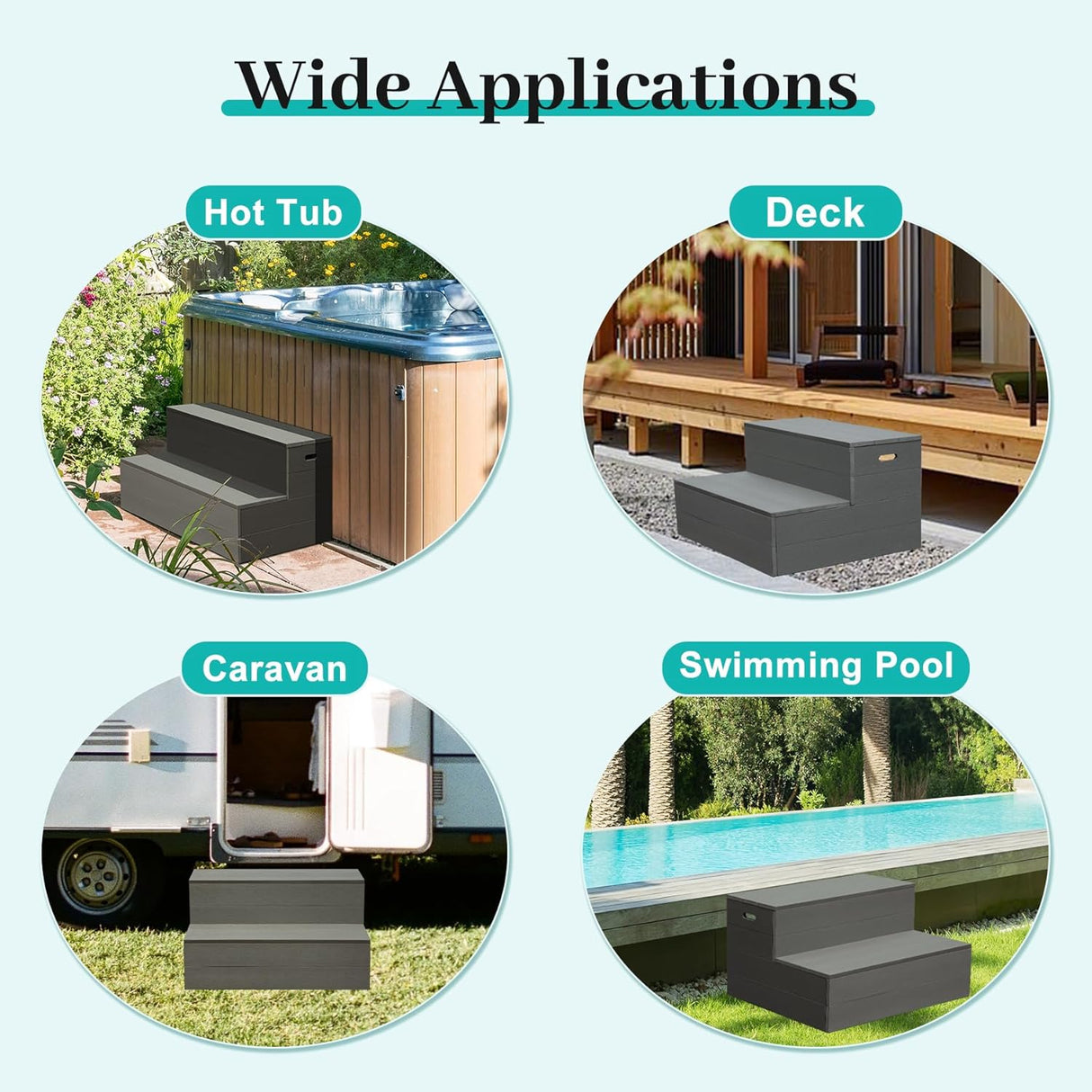 Hot Tub Steps, Universal Spa & Hot Tub Step, Heavy Duty Aluminum Spa Steps