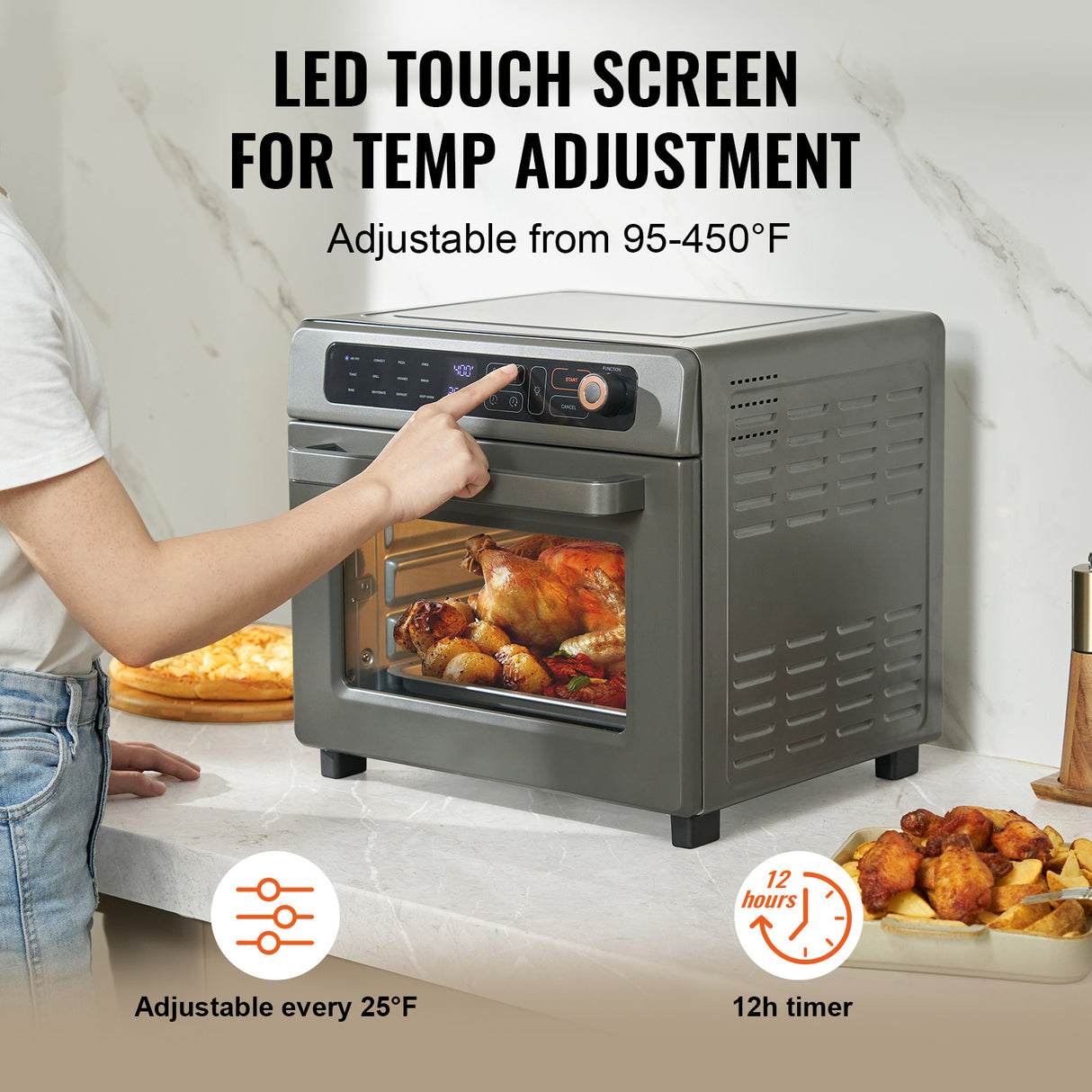 12-in-1 Air Fryer Toaster Oven 25L Stainless Steel 1700W
