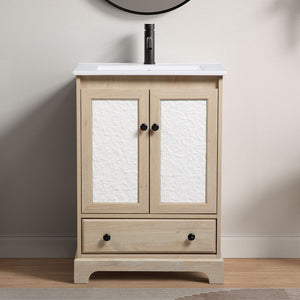 Bathroom Vanity With Basin 1 Drawer, Particle Board Construction, Free Standing Storage - Brown