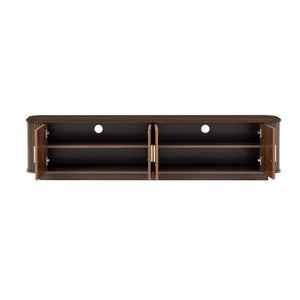 70" TV Stand With Ample Storage, Refined Curved Corners - Dark Brown