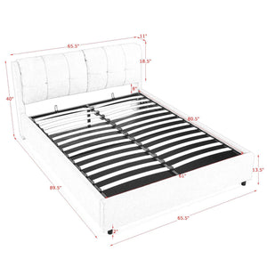 Storage Upholstered Hydraulic Platform Bed With Integrated Headboard