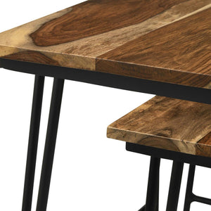 3 Piece Nesting Table With Hairpin Legs - Brown