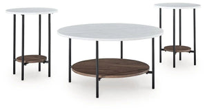 Wrenwich - Occasional Table Set (Set of 3) - Brown / Black / White - Best Buy Furniture