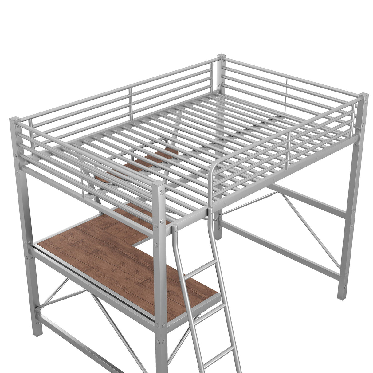 Loft Bed With Desk And Shelf, Modern Design