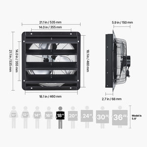 18 Inch Shutter Exhaust Fan with Variable Speed Controller