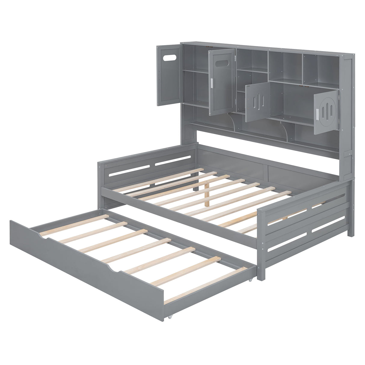 Daybed With All-In-One Cabinet And Shelf