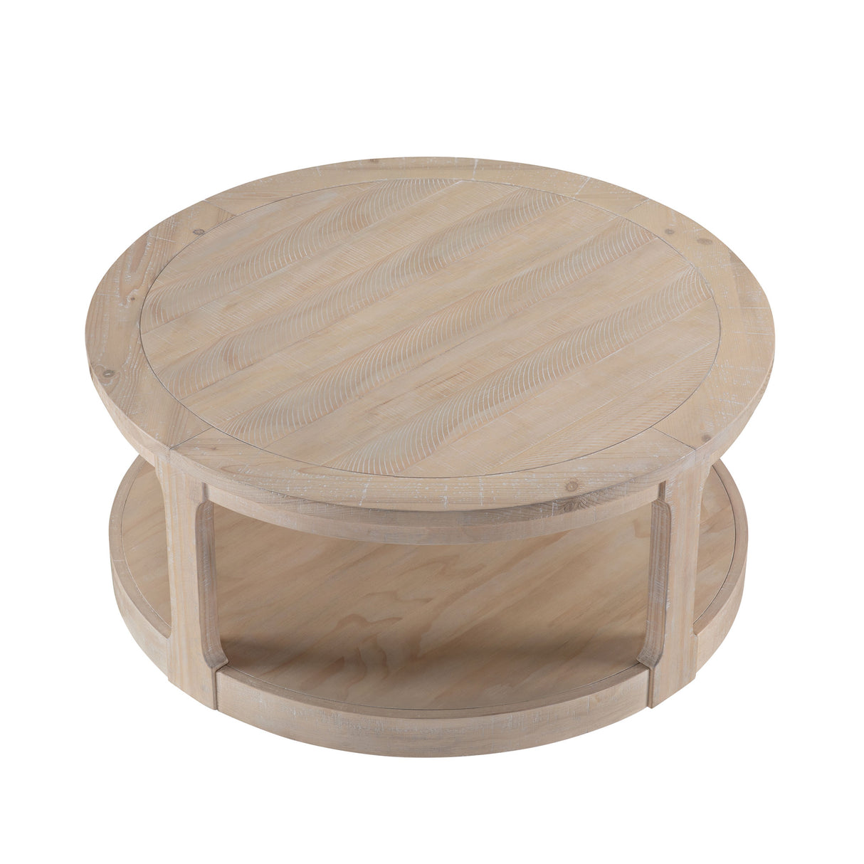 40inch Large Curved 2 Tier Traditional Round Circle Wooden Center Coffee Table