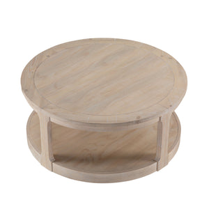 40inch Large Curved 2 Tier Traditional Round Circle Wooden Center Coffee Table