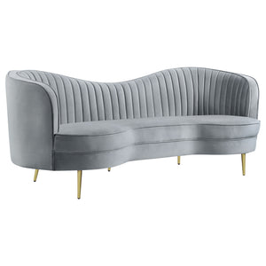 Sophia - 3 Piece Upholstered Channel Tufted Sofa Set - Gray