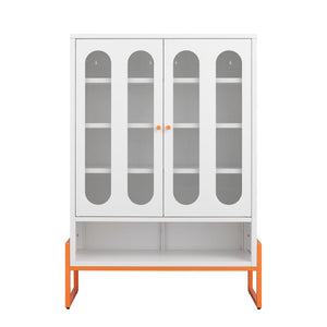 Modern Metal Shoe Cabinet With DoublebSided Doors And Adjustable Partitions