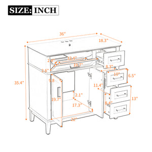 36" Light Green Bathroom Vanity