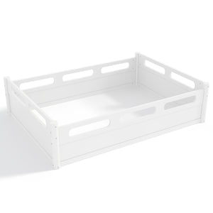 Full Size Floor Platform Bed with Full-length Guardrails