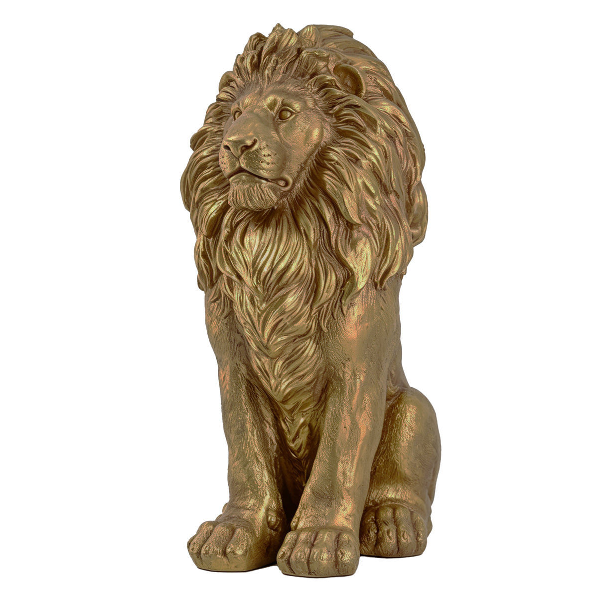 24" Outdoor Lion Statue with Magnesium Oxide Construction - Gold
