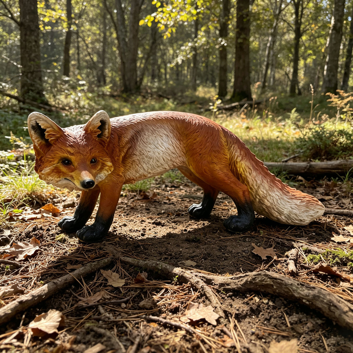 19.69" Long Realistic Red Fox Statue