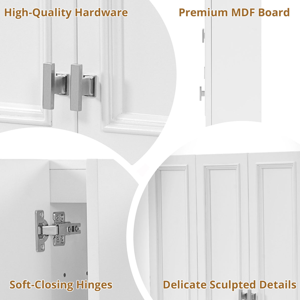 Wall Mounted Bathroom Cabinet With 5 Adjustable Shelves