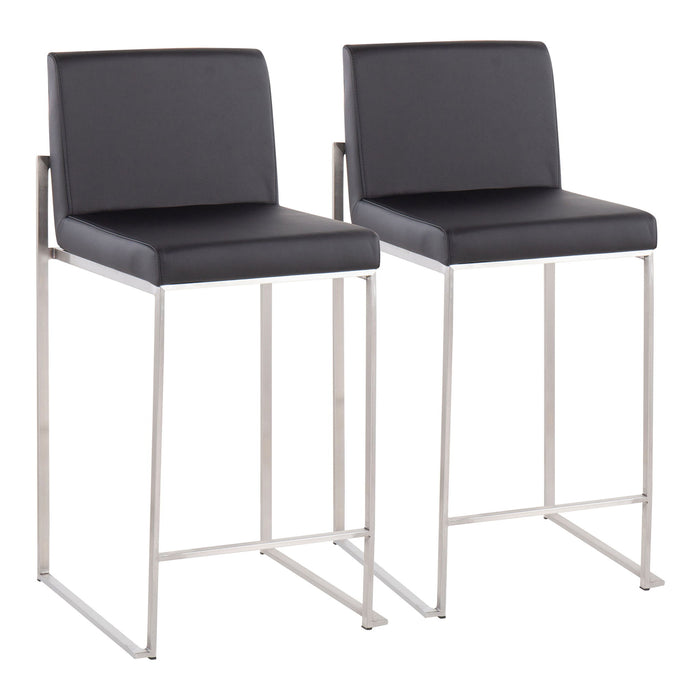 Contemporary High Back Counter Stool with Padded Backrest - Multiple Colors
