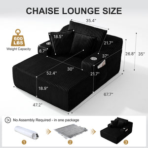 Oversized Chaise Lounge Chair Indoor - 67" Sleeper Sofa Bed