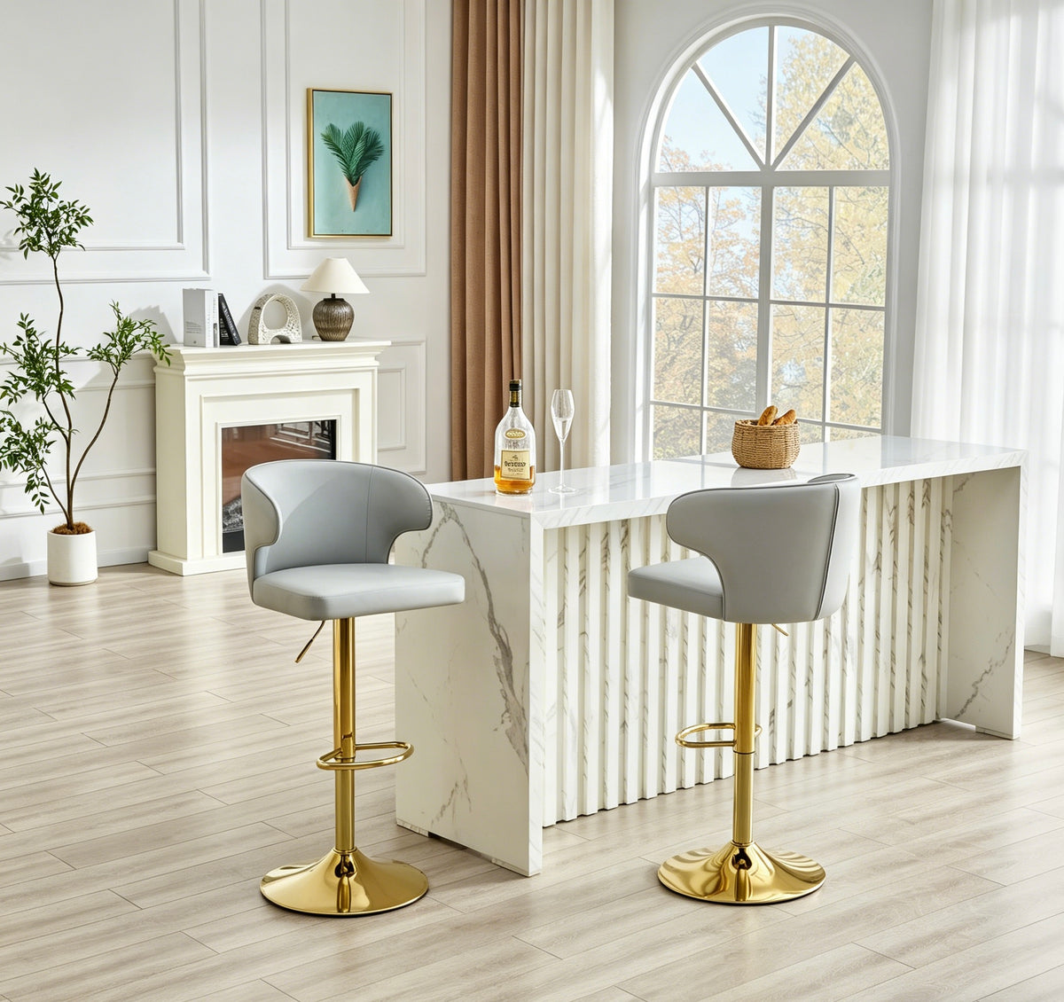 Modern Rotating Adjustable Bar Chair Set - Grey