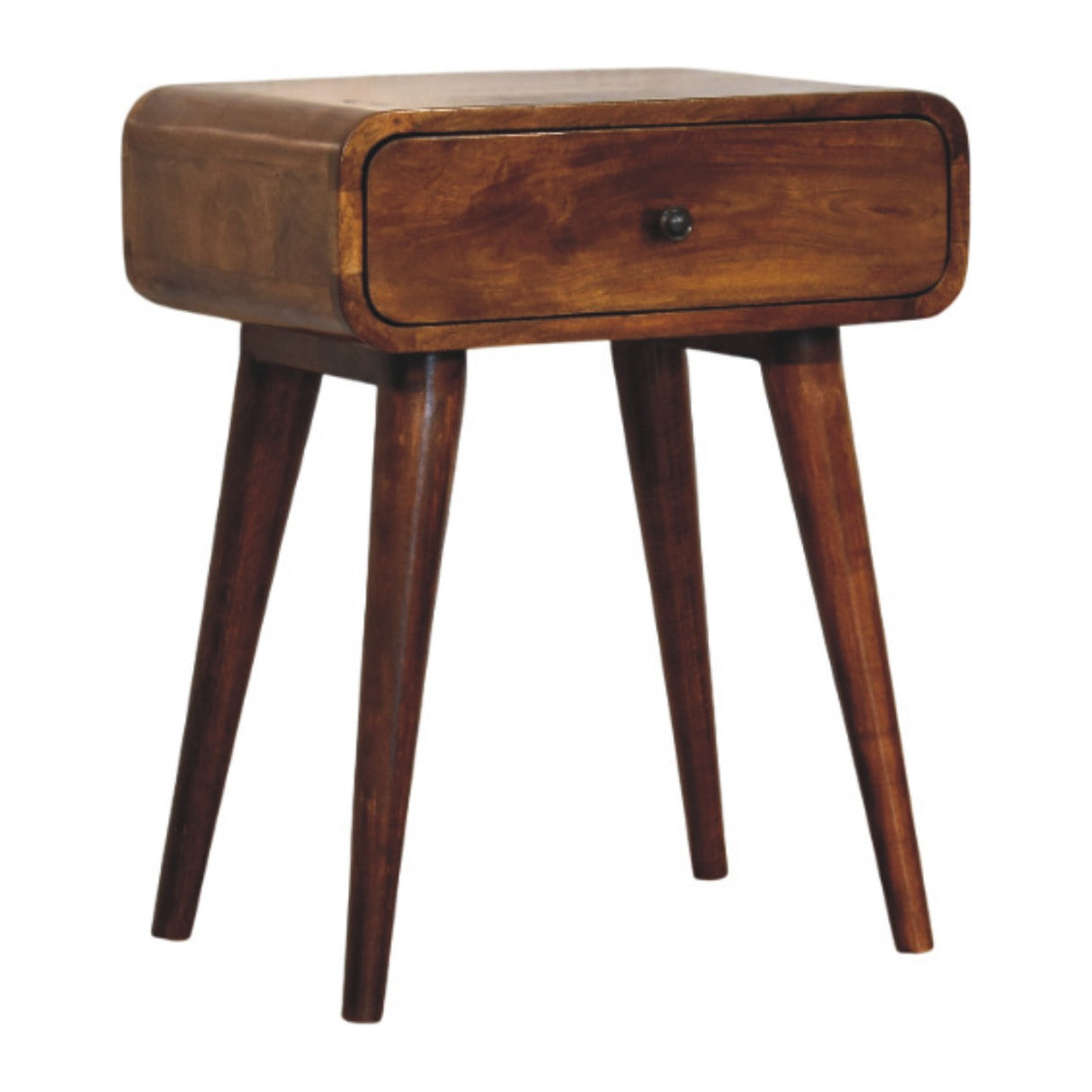 Avora Chestnut Nightstand with 1-Drawer, Nordic Legs