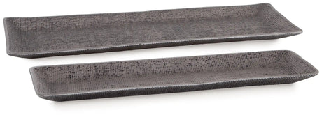 Garekton - Tray Set (Set of 2) - Pewter Finish - Best Buy Furniture