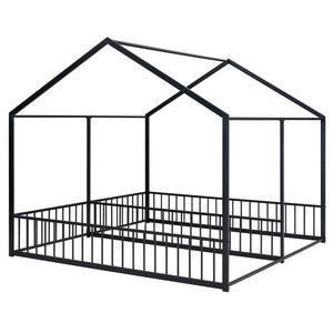 House Platform Beds, 2 Shared Beds, Metal Frame With Guardrails