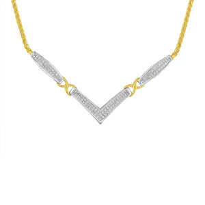 14K Yellow and White Gold 2.0 Cttw Princess Cut Diamond Flared and X-Station V Shaped 18â€ Franco Chain Statement Necklace (H-I Color, SI2-I1 Clarity)