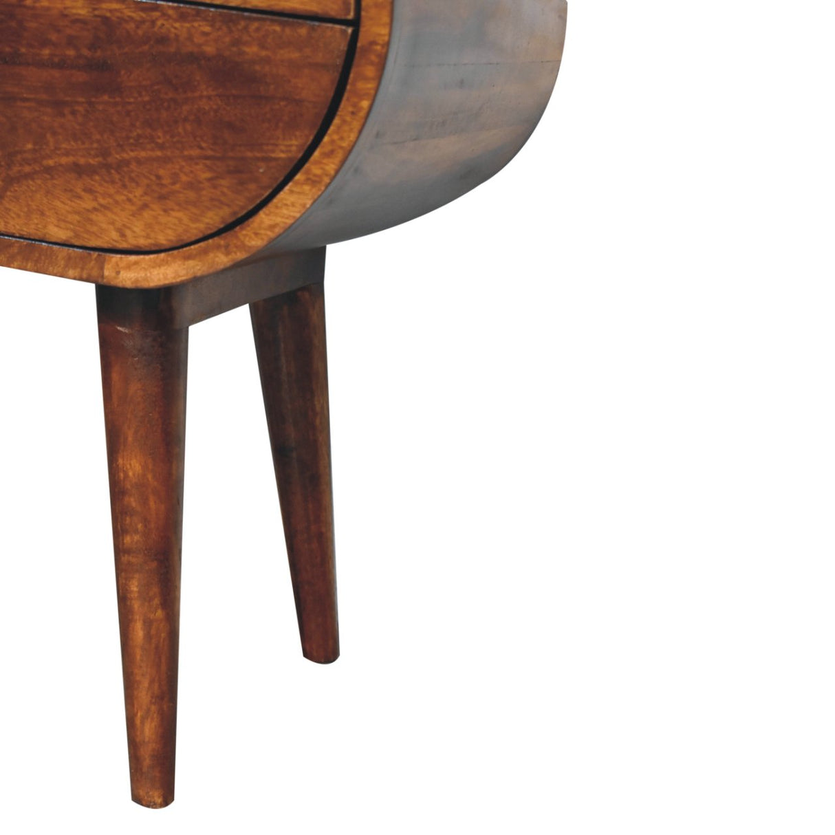 Solid Wood Large Chestnut Circular Bedside Table