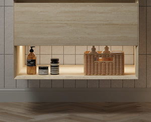FRIGGA 30" Wall-Mounted Cabinet with One Drawer and Open Shelf