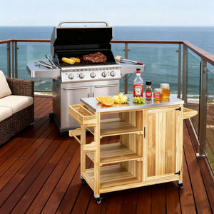 Versatile Storage Cabinets with Stainless Steel Top and Wheels