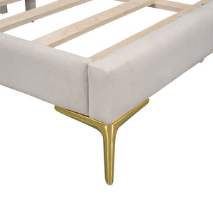 Upholstered Daybed With Headboard And Armrest, Support Legs