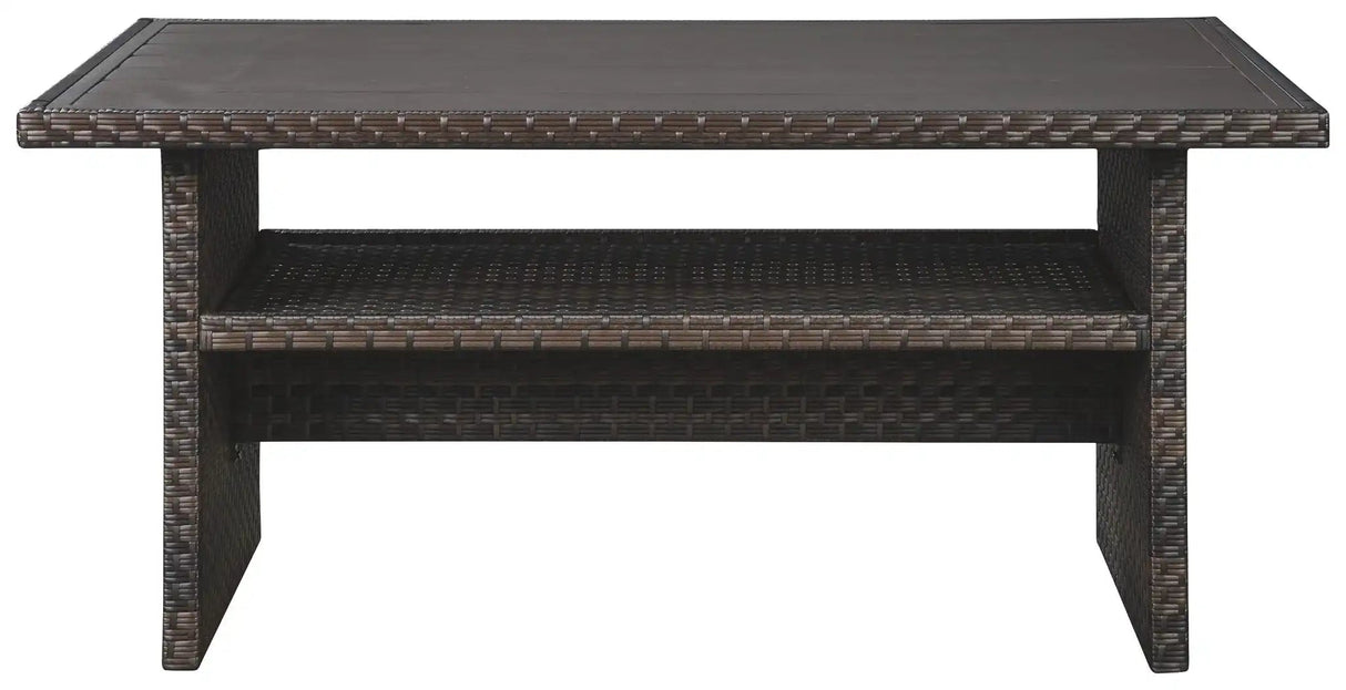 Easy Isle - RECT Multi-Use Table - Dark Brown / Beige - Best Buy Furniture