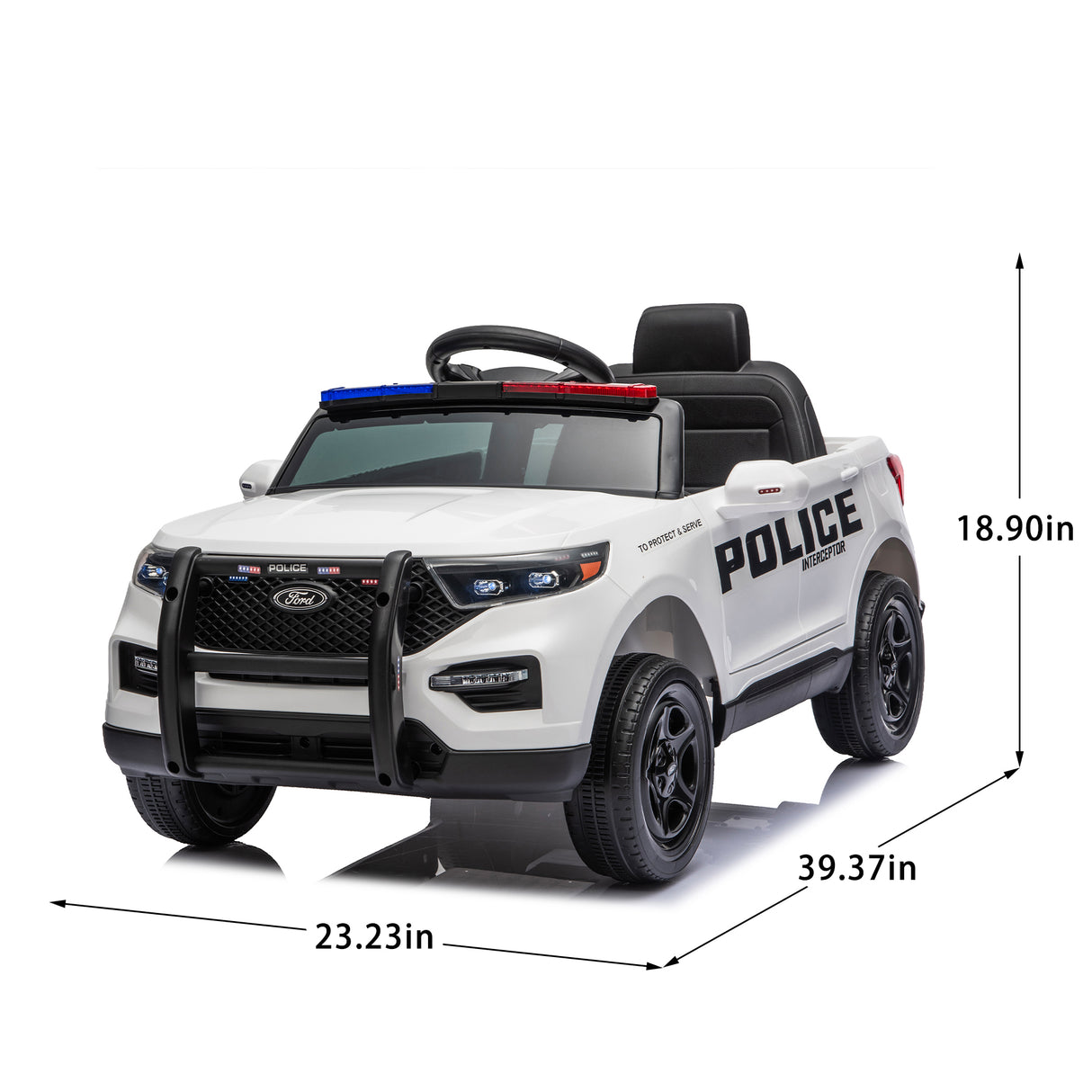 Licensed Ford Police 12V Ride-On Truck with Parental Remote Control