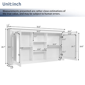 Modern Wall-Mount 2 In 1 Mirror Cabinet With Adjustable Shelves, Soft-Closing Hinges