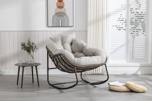 Outdoor Rattan Rocking Chair with Padded Cushion