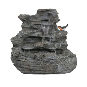 Concrete Rock Waterfall Fountain with LED Lights