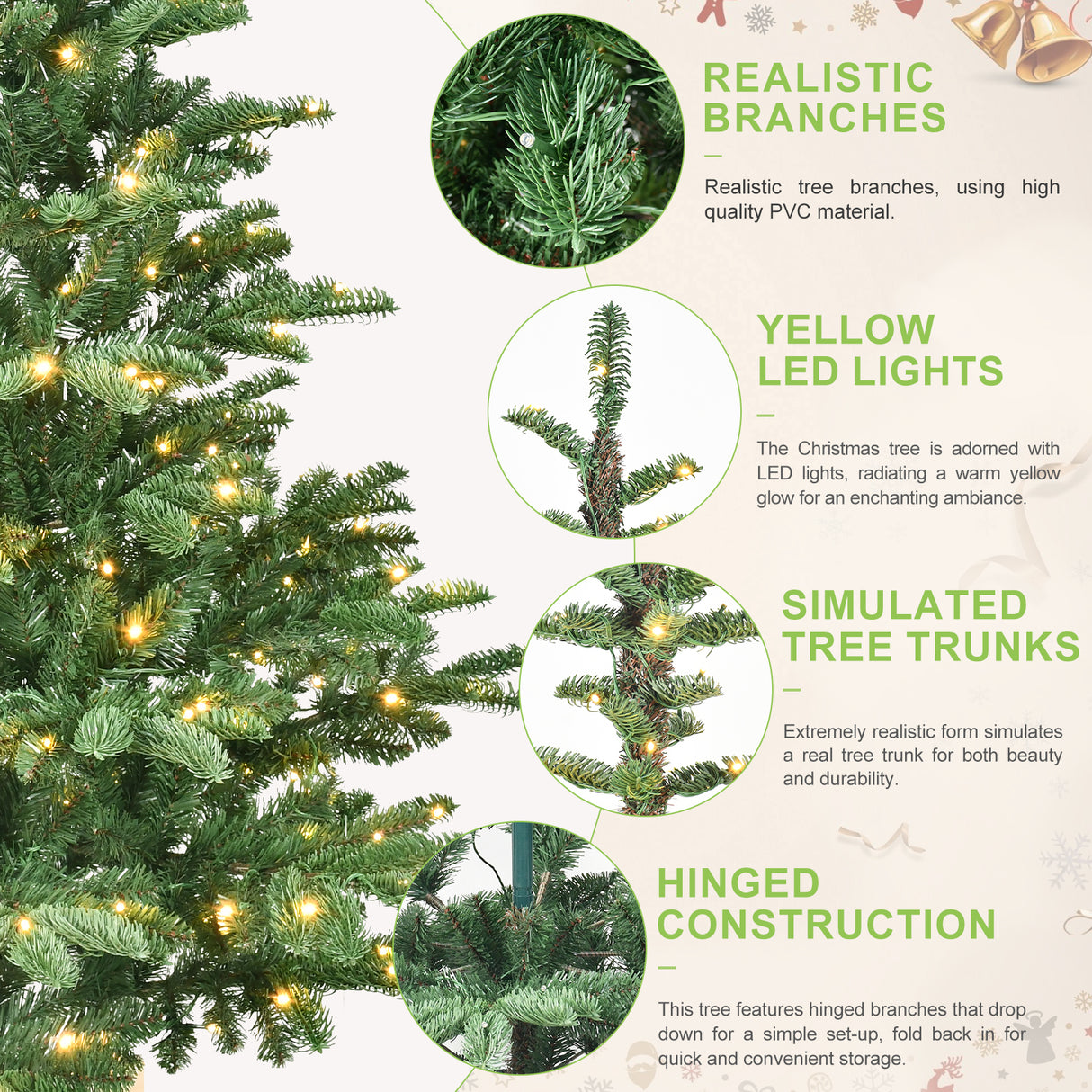 6ft Pre-Lit Christmas Tree with 300 Warm White Lights