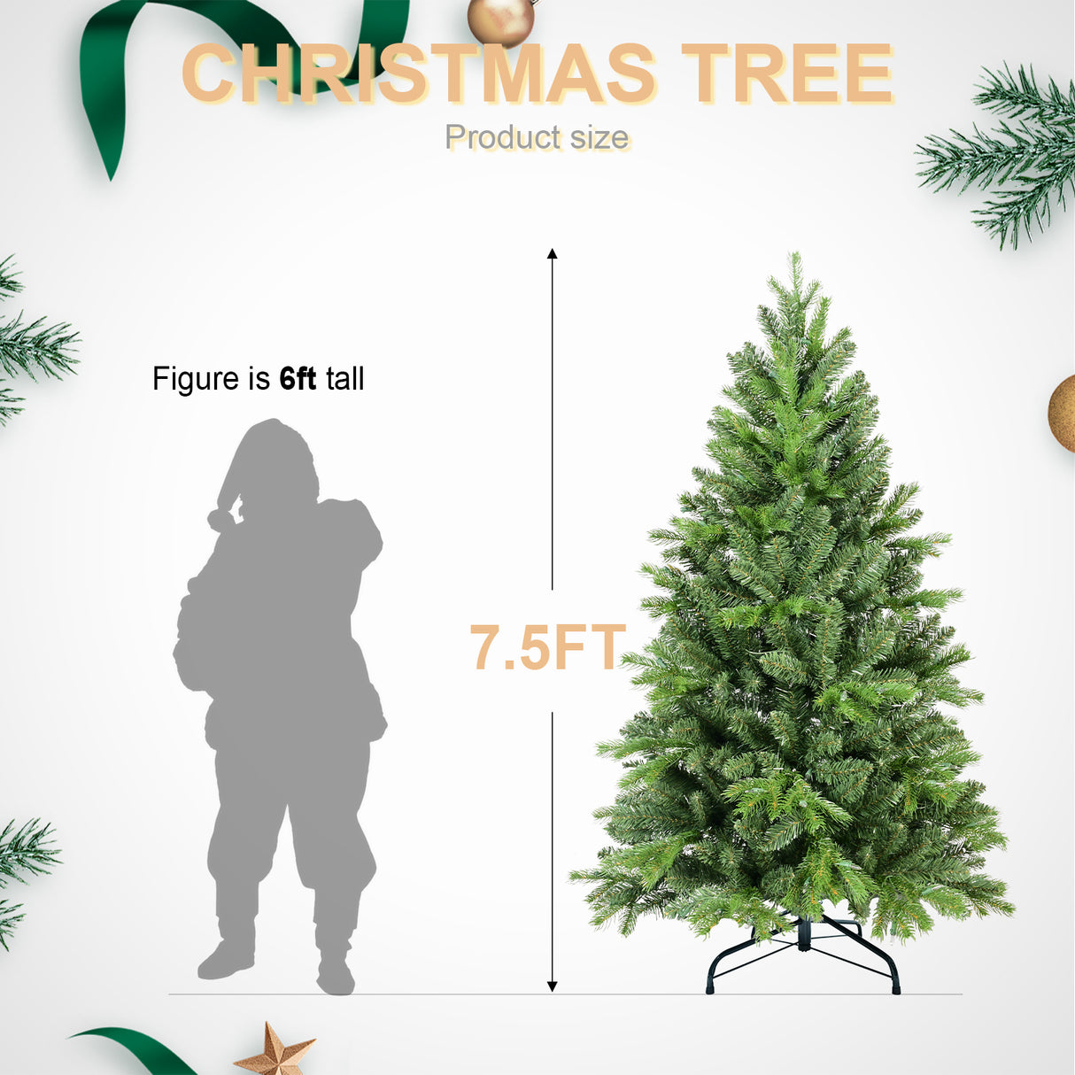 7.5FT Christmas Tree with 1599 PE+PVC Tips