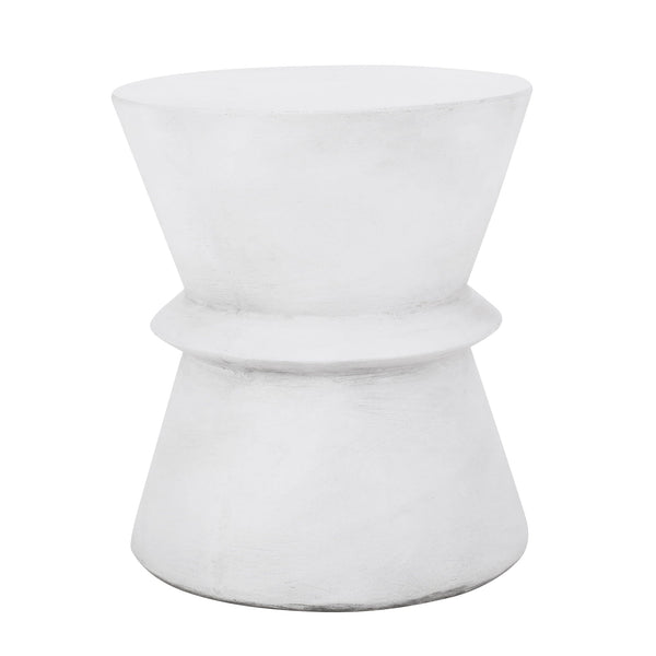 Outdoor Lightweight Concrete End Table With Hourglass Structure - Antique White - Best Buy Furniture