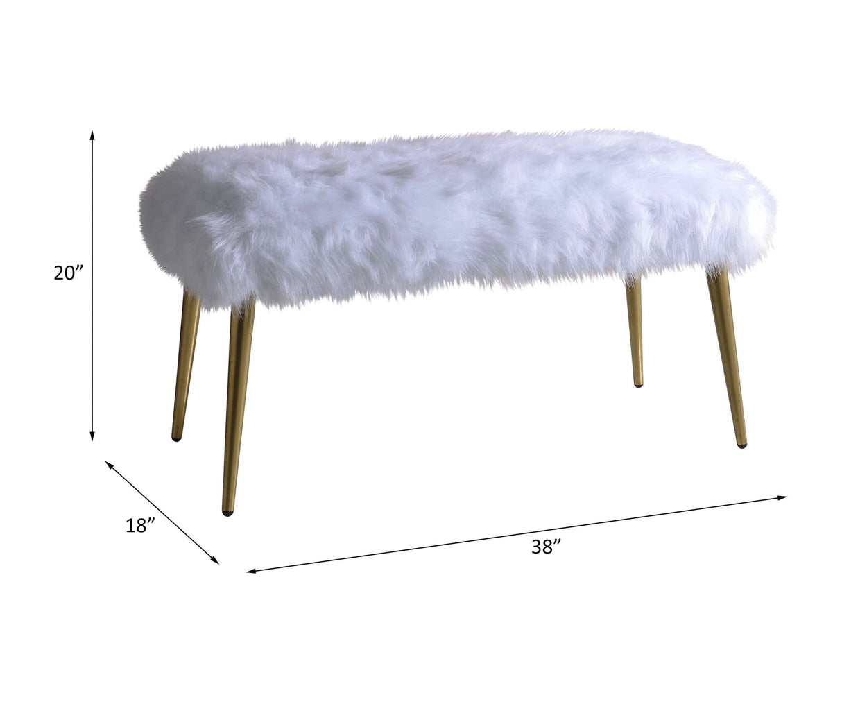 Bagley II - Faux Fur Bench - White / Gold - Best Buy Furniture
