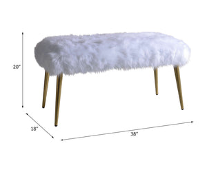 Bagley II - Faux Fur Bench - White / Gold - Best Buy Furniture