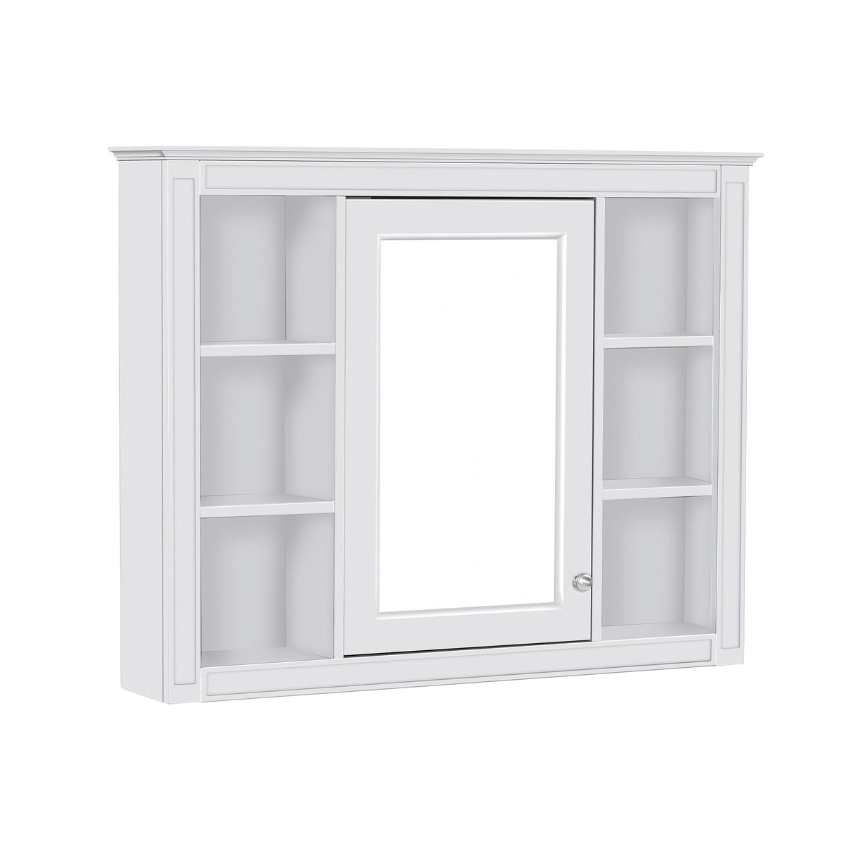 Bathroom Vanity With Mirror Cabinet, Single Sink With 2 Soft Closing Doors And 4 Drawers