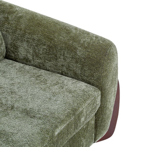 89"L Chenille Sofa with Wooden Legs – Olive