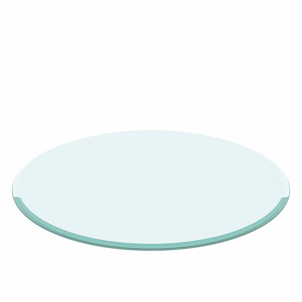 30" Round Tempered Glass Table Top Clear Glass 2 / 5" Thick Beveled Polished Edge - Transparent