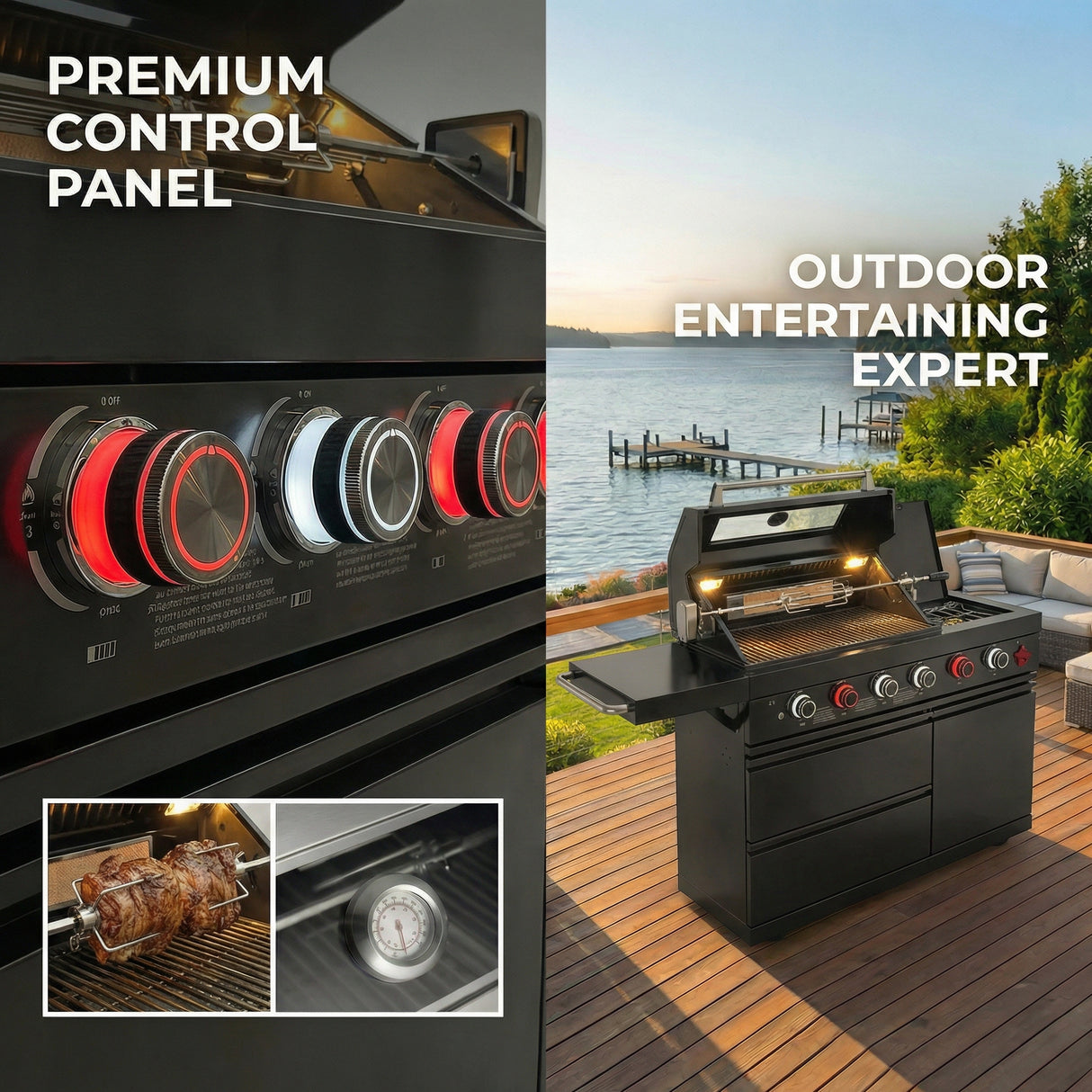 46-Inch 75300 BTU 6-Burners Deluxe Stainless Steel Gas Outdoor Kitchen Barbecue Grill