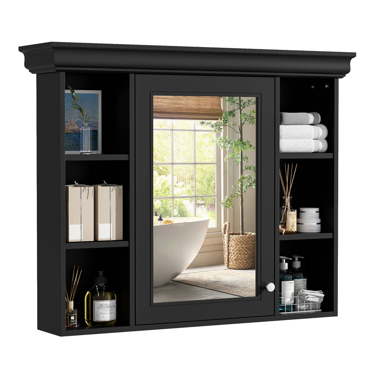 Wall Mounted Bathroom Storage Cabinet With Mirror Door