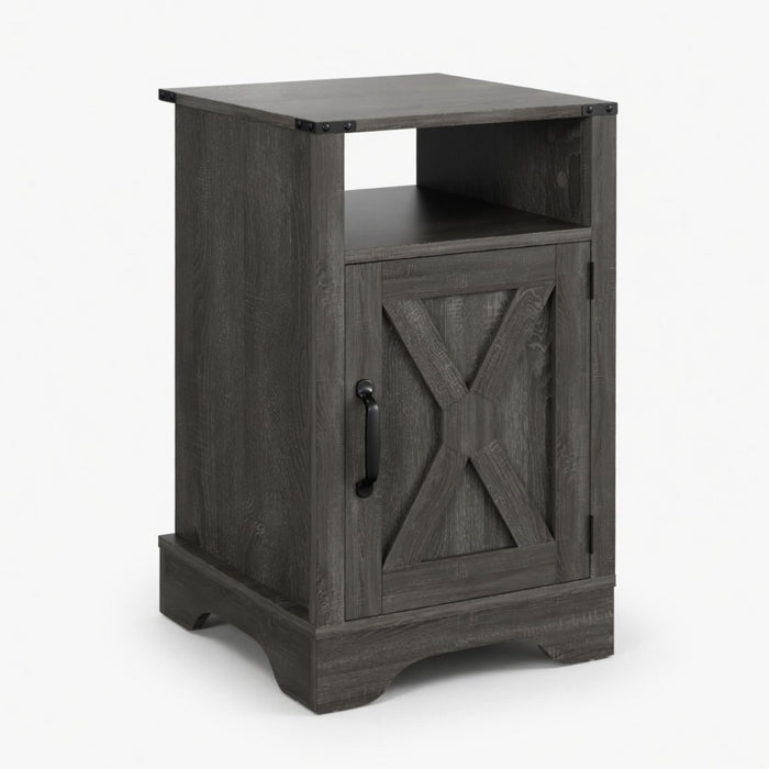 Farmhouse Nightstand with Charging Station & Storage - Multiple Colors