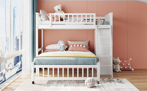 Bunk Bed With 6 Drawers And Flexible Shelves, Bottom Bed With Wheels